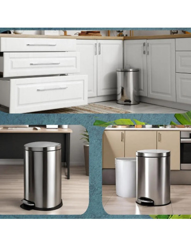 Papelera con pedal Acero Inoxidable gris 20 lts