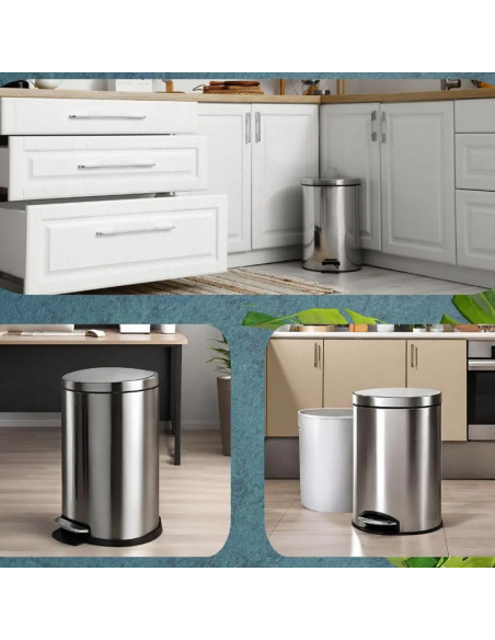 Papelera con pedal Acero Inoxidable gris 20 lts