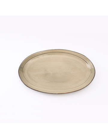 Fuente ovalada beige 35x23x3 cm