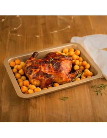 Asadera antiadherente grande Gold 37x27 cm ILKO 2