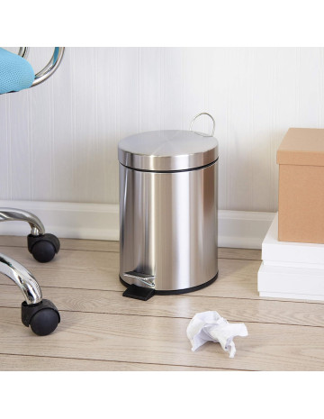 Papelera con pedal Acero Inoxidable gris 5 Lts