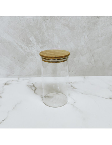 Frasco de vidrio con tapa de bambú 800 ml