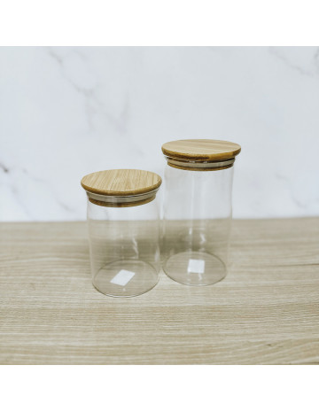 Frasco de vidrio con tapa de bambú 800 ml 2