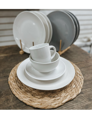 Juego de vajillas 16 piezas Stoneware natural/gris