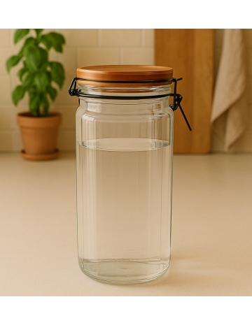 Frasco hermetico eco tapa acacia 10x10x20