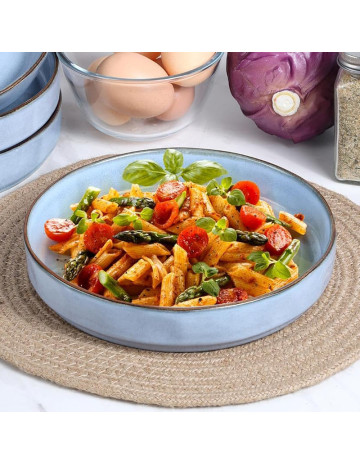 Bowl recto ceramica celeste Monaco 20 cm