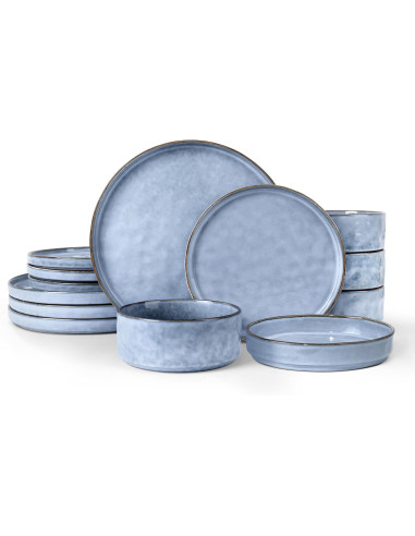 Plato ceramica celeste Monaco 26 cm