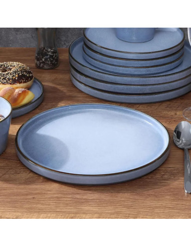 Plato ceramica celeste Monaco 26 cm