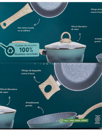 Batería Antiadherente 7 piezas Granito Sea Ilko 2