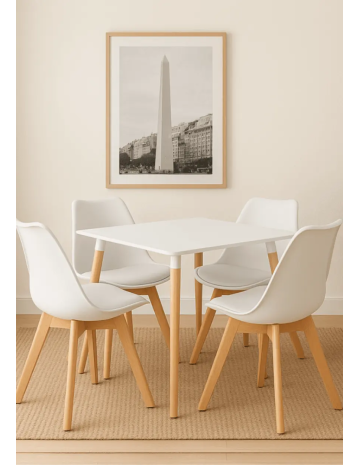 Juego de comedor Eames  Mesa cuadrada + 4 Sillas Eames...