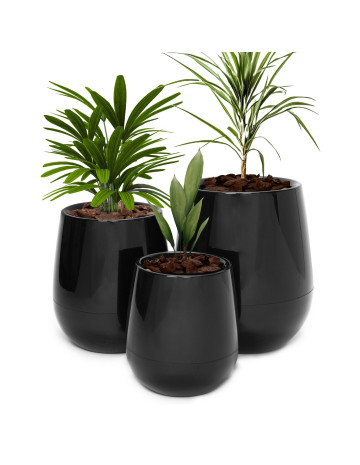 Maceta Negra Uovo Autorriego Grande