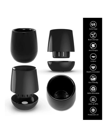 Maceta Negra Uovo Autorriego Chica 2