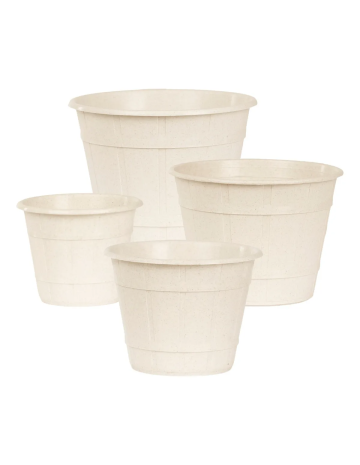 Maceta Facetada línea Madera Crema 18cm 2