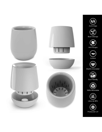 Maceta Cemento Uovo Autorriego Grande 2