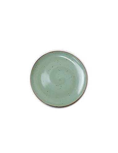 Plato cerámica 21 cm verde borde marrón