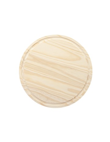 Tabla plato de madera redondo c/canaleta 24x1.5 cm