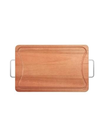 Tabla madera eucalipto c/asas de aluminio 44x25x1.8 cm