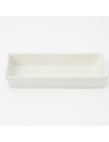 Fuente ceramica rectangular honda blanca 19x9 cm