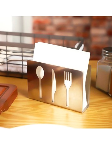 Servilletero rectangular calado acero inox 12x8,5 cm