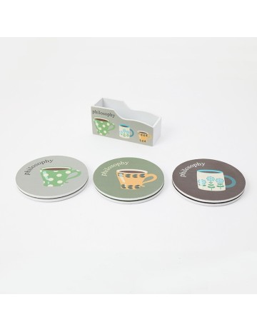 Posa vasos madera con soporte set x6 10,5 cm 2