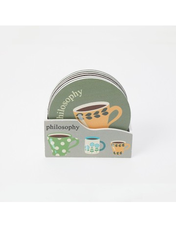 Posa vasos madera con soporte set x6 10,5 cm