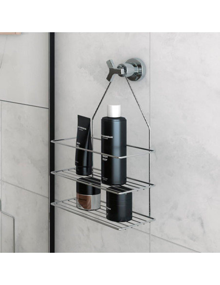 Porta Shampoo colgante ducha acero cromado 23x11x36 cm