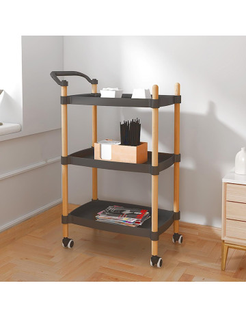 Carrito organizador 3 estantes con ruedas Negro