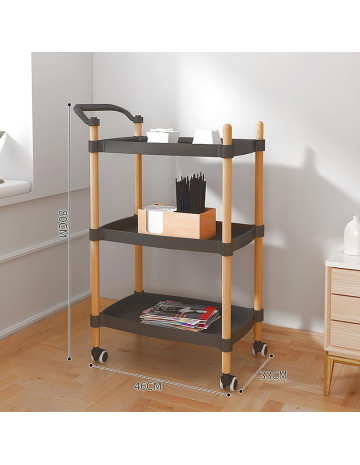 Carrito organizador 3 estantes con ruedas Negro 2