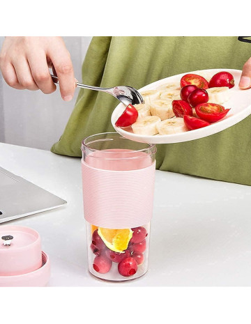 Licuadora portatil push con USB rosa/azul 300 ml 2