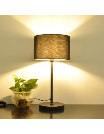 Lampara de mesa hierro+tela 28x20x56 cm