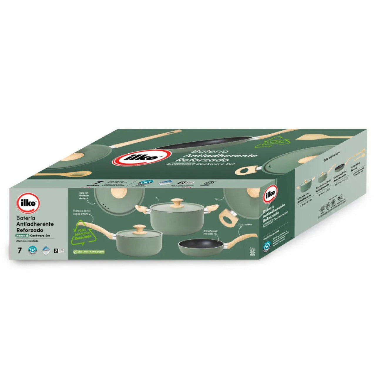 Batería Antiadherente Sage 7 Piezas Ilko - Be-eme Tienda Online