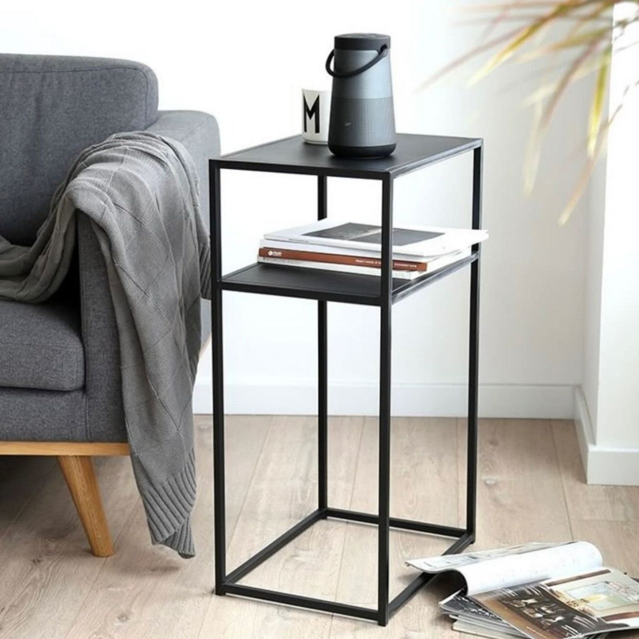 Mesa Auxiliar Metal Negro 2 Estantes (SIN STOCK) - Be-eme Tienda Online